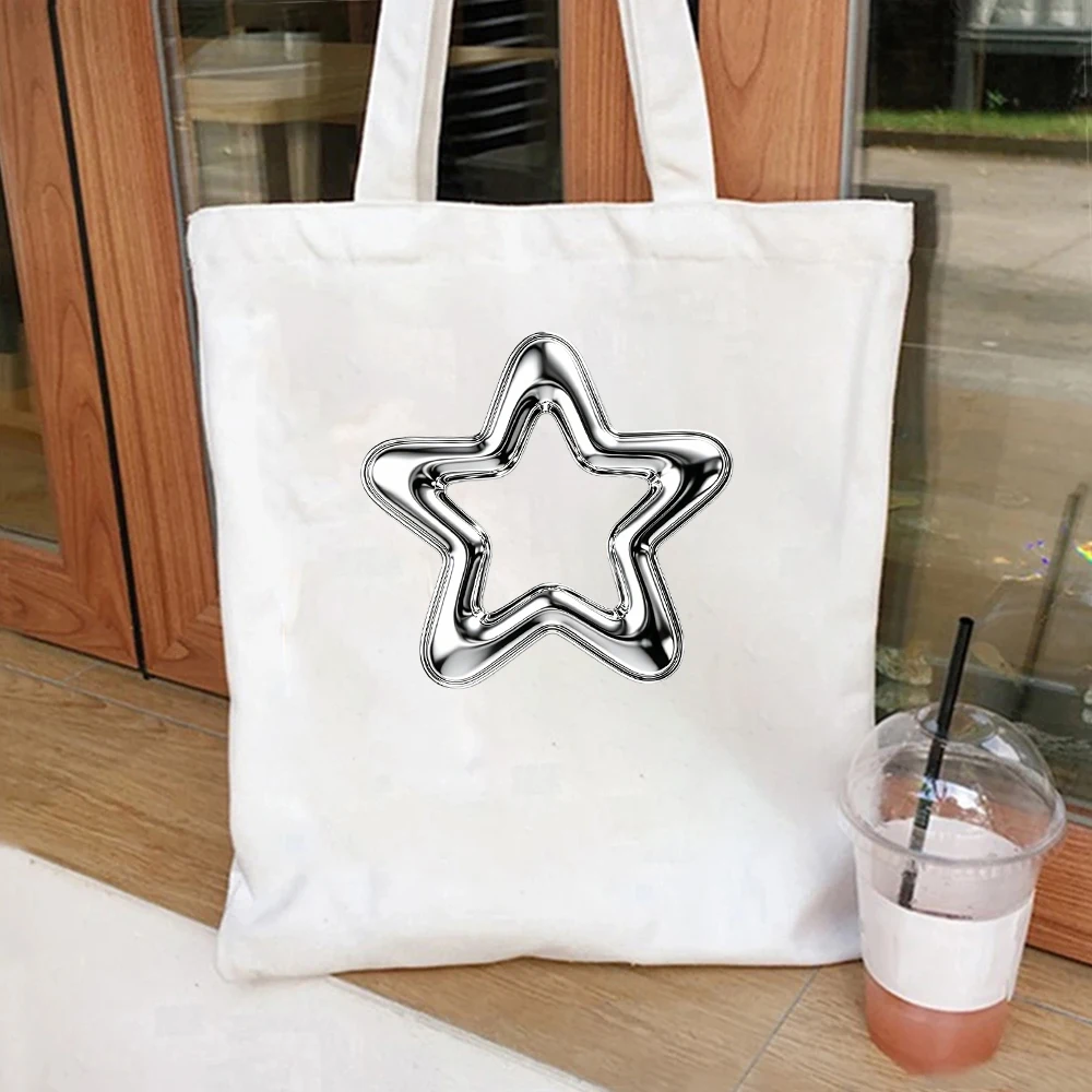 Chrome Star Outline Canvas Tote Bag Y2K Aesthetic Shoulder Bag
Chrome Star Outline Canvas Tote Bag Y2K Aesthetic Shoulder Bag