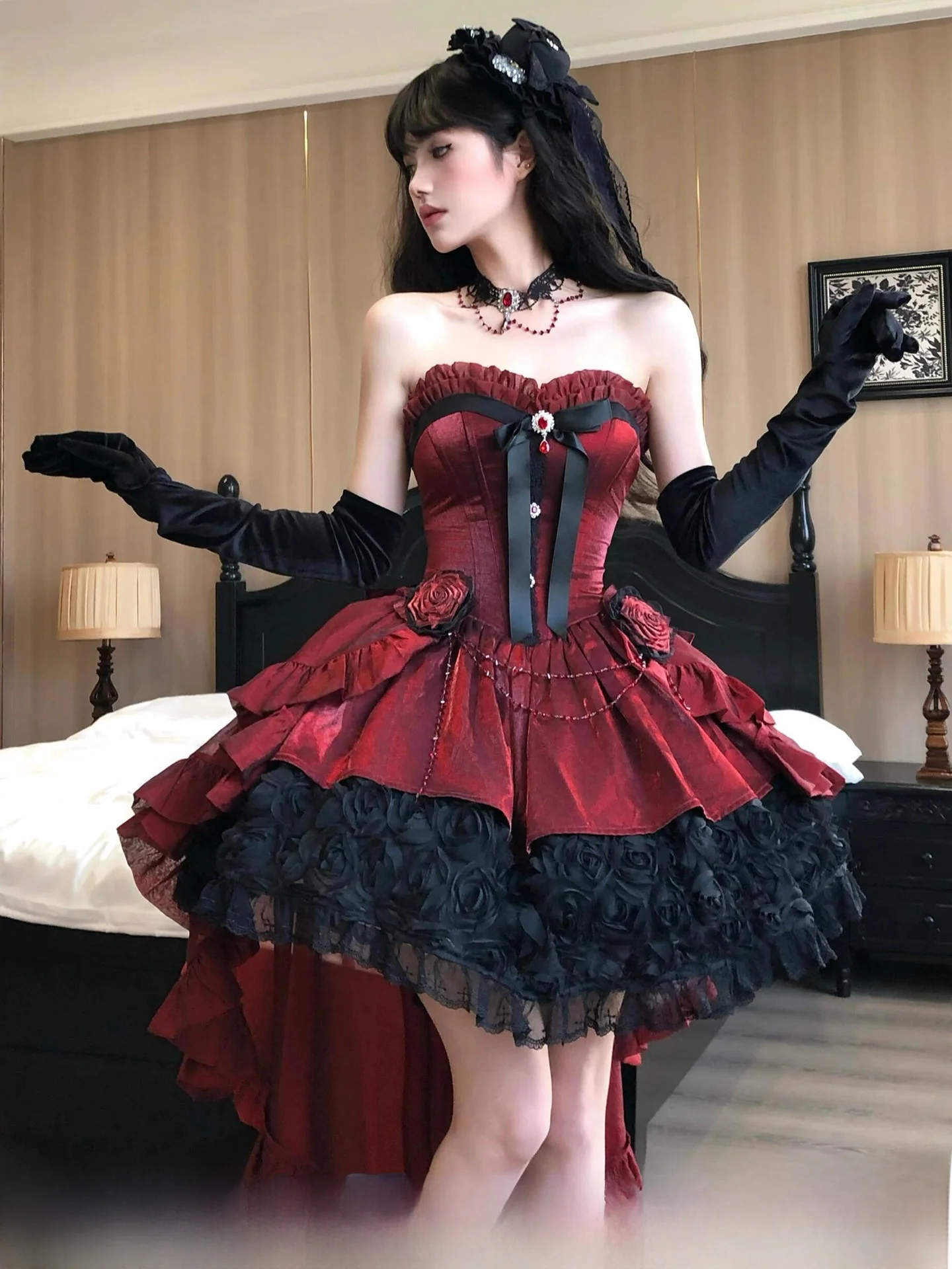 Gothic Red Rose Nebulae Lolita Evening Gown Women's Birthday Adult Ceremony Tailed Princ Skirt Ele High Waist Ball Gown
Gothic Red Rose Nebulae Lolita Evening Gown Women's Birthday Adult Ceremony Tailed Princ Skirt Ele High Waist Ball Gown