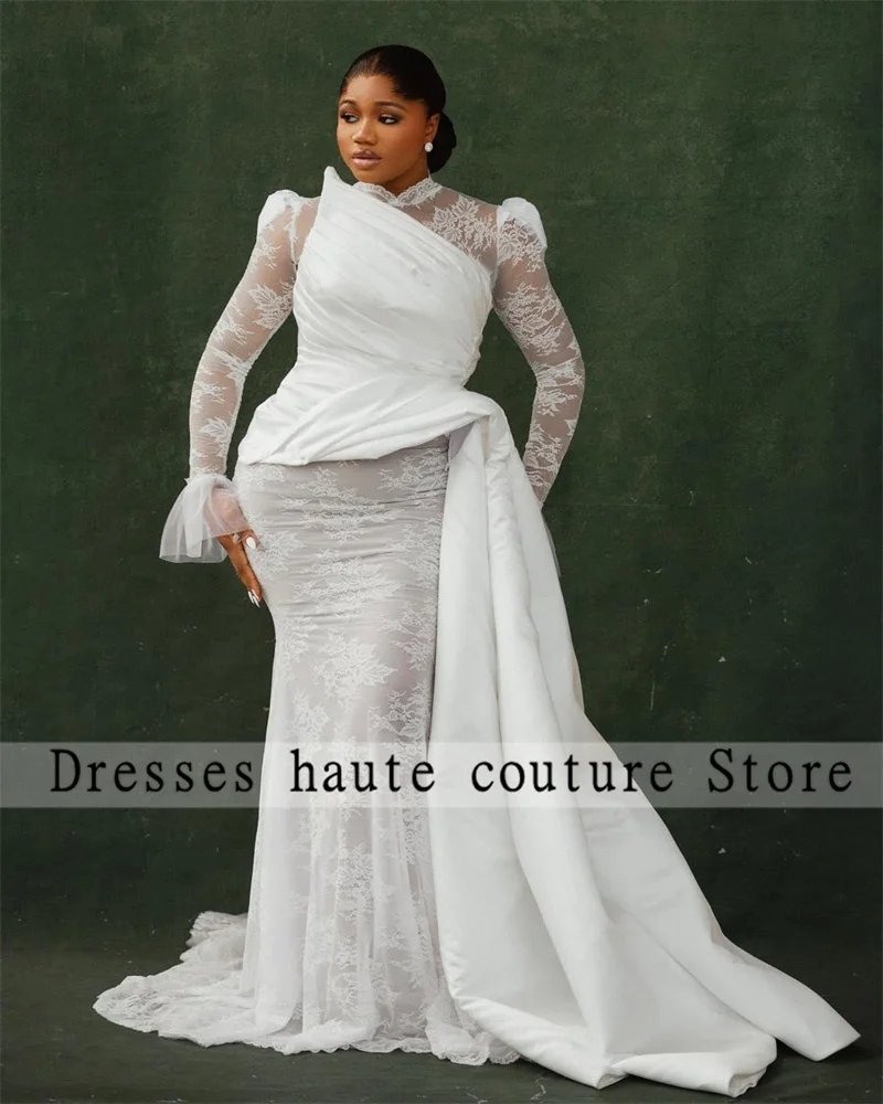 Aso Ebi White Lace Mermaid Evening Dresses 2025 Long Sleeve With Train Customized Wedding Dress Engagement Reception Dress
Aso Ebi White Lace Mermaid Evening Dresses 2025 Long Sleeve With Train Customized Wedding Dress Engagement Reception Dress