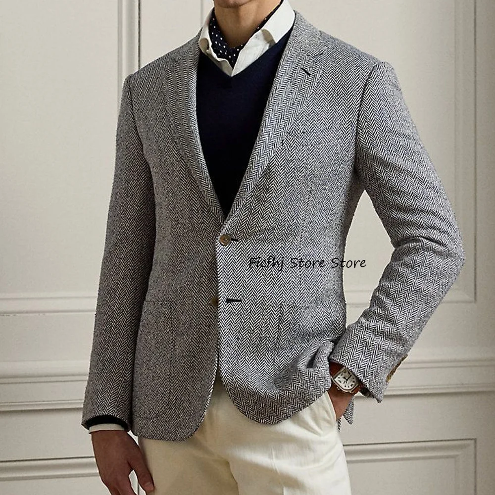 Мужское социальное пальто с лацканами, городские пиджаки из ткани «елочка», мужские куртки высокого качества, деловой повседневный модный костюм, формальный
Мужское социальное пальто с лацканами, городские пиджаки из ткани «елочка», мужские куртки высокого качества, деловой повседневный модный костюм, формальный