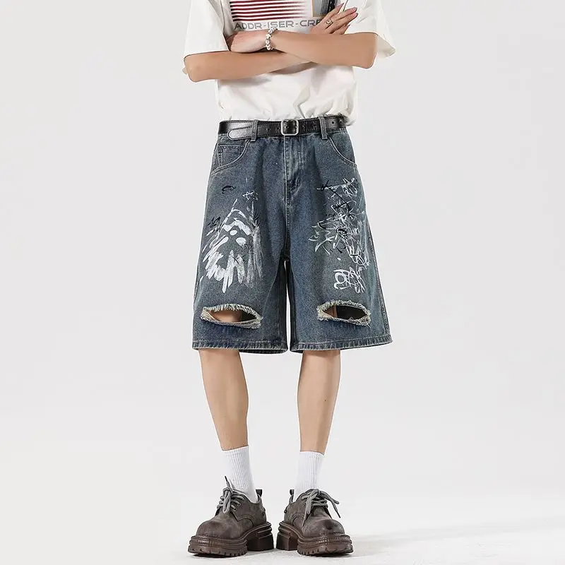 Unique Loose Fit Burnt Denim Shorts for Men Trendy Streetwear with Washed Salt Summer New Style
Unique Loose Fit Burnt Denim Shorts for Men Trendy Streetwear with Washed Salt Summer New Style