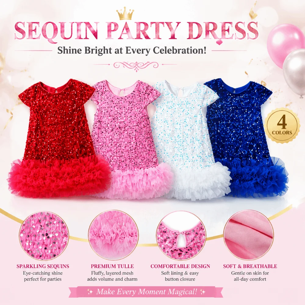 New Short Sleeved Girls Sequined Vest Skirt Fluffy Mesh Sequin Girls Dress Costume Elegant Princess Tutu Dress Halloween
New Short Sleeved Girls Sequined Vest Skirt Fluffy Mesh Sequin Girls Dress Costume Elegant Princess Tutu Dress Halloween