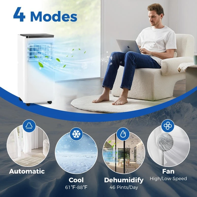 10000 BTU Portable Air Conditioner with Remote Control Cools up to 350 Sq.Ft
10000 BTU Portable Air Conditioner with Remote Control Cools up to 350 Sq.Ft