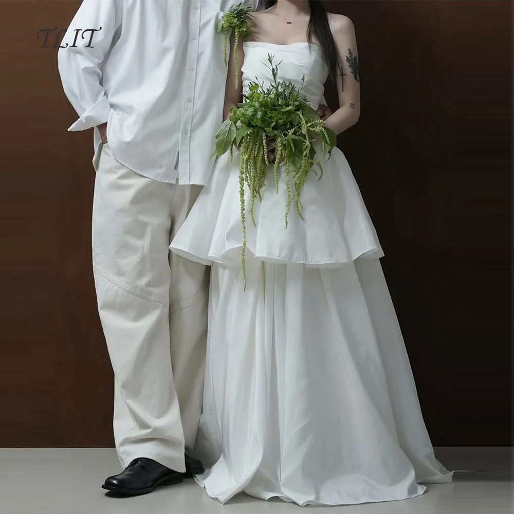 TLIT Simple White Taffeta Wedding Dresses Two-Piece Pleats Bridal Gowns Korea Wedding Dresses Photo Shoot Customized 웨딩드레스
TLIT Simple White Taffeta Wedding Dresses Two-Piece Pleats Bridal Gowns Korea Wedding Dresses Photo Shoot Customized 웨딩드레스
