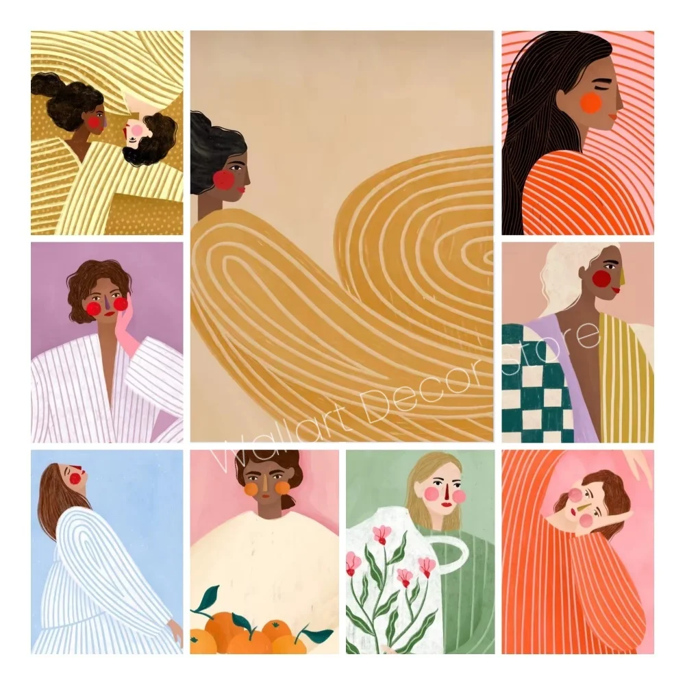 Minimalist Lady Portrait Illustration Poster Nordic Colorful Striped Cartoon Girl Wall Art Canvas Painting for Room Home Decor
Minimalist Lady Portrait Illustration Poster Nordic Colorful Striped Cartoon Girl Wall Art Canvas Painting for Room Home Decor
