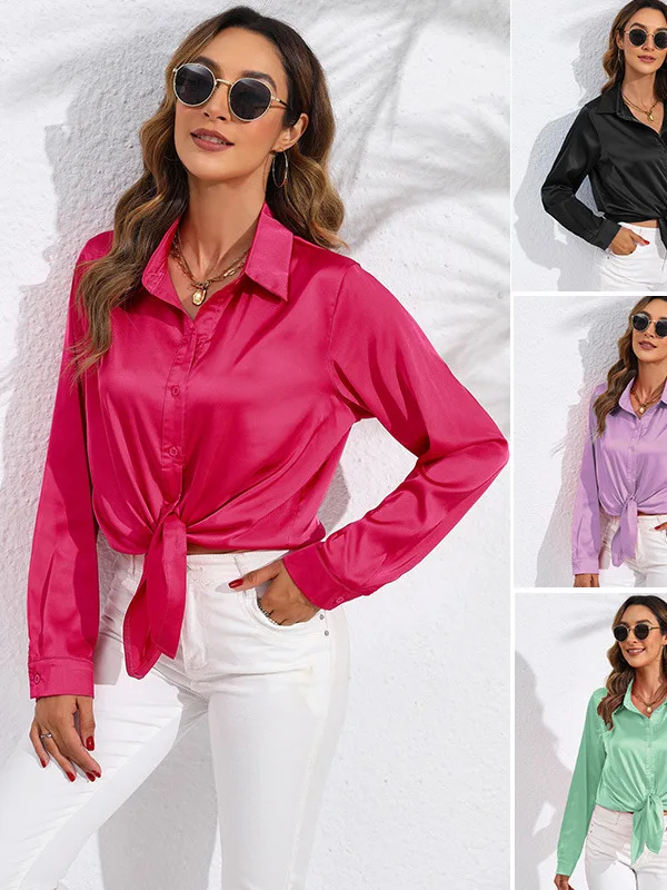 Women's Color Long Sleeve Shirt Casual Loose Fit Polyester Summer Fashion Pure Color Collar Button down
Women's Color Long Sleeve Shirt Casual Loose Fit Polyester Summer Fashion Pure Color Collar Button down
