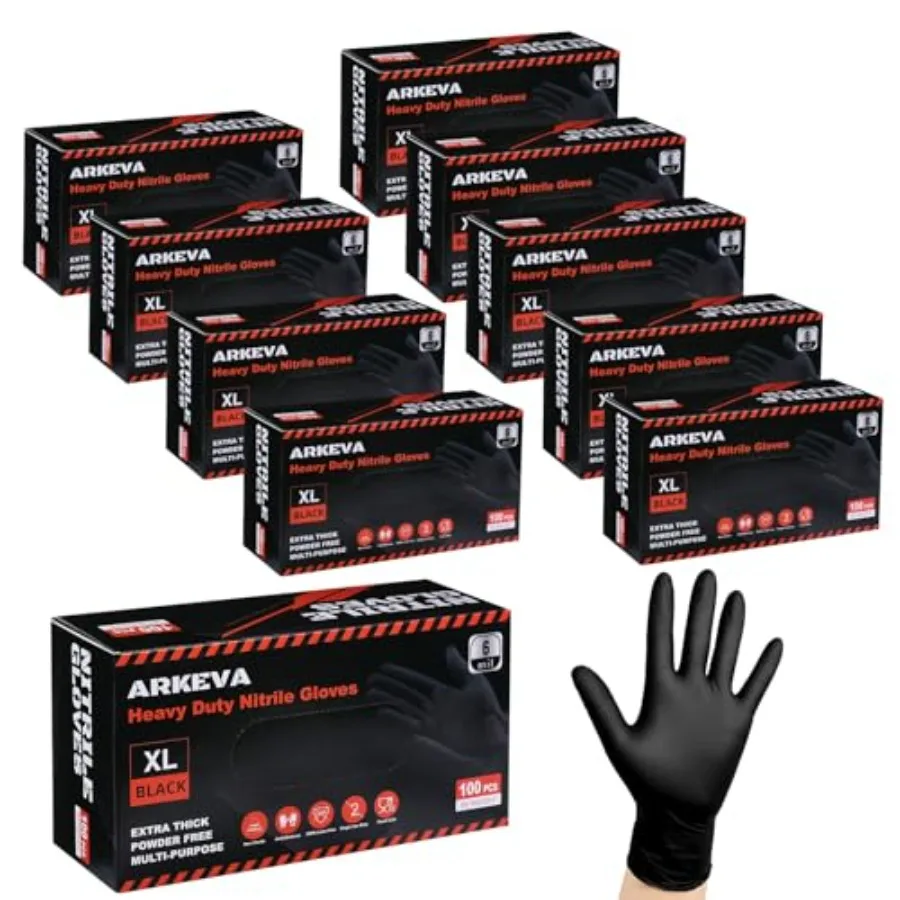 ARKEVA Black Nitrile Disposable Gloves 6 Mil. Chemical Resistance Tear-Resistance Latex and Powder Free
ARKEVA Black Nitrile Disposable Gloves 6 Mil. Chemical Resistance Tear-Resistance Latex and Powder Free