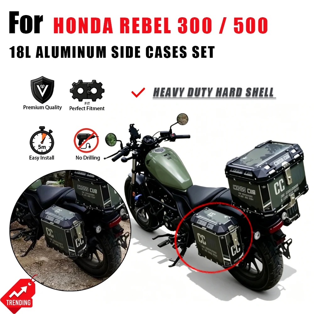For Honda Rebel 300 500 CMX300 CMX500 Side Cases Tail Box 18L Aluminum Alloy Hard Case Maletas Moto Baul Moto Accesorios
For Honda Rebel 300 500 CMX300 CMX500 Side Cases Tail Box 18L Aluminum Alloy Hard Case Maletas Moto Baul Moto Accesorios