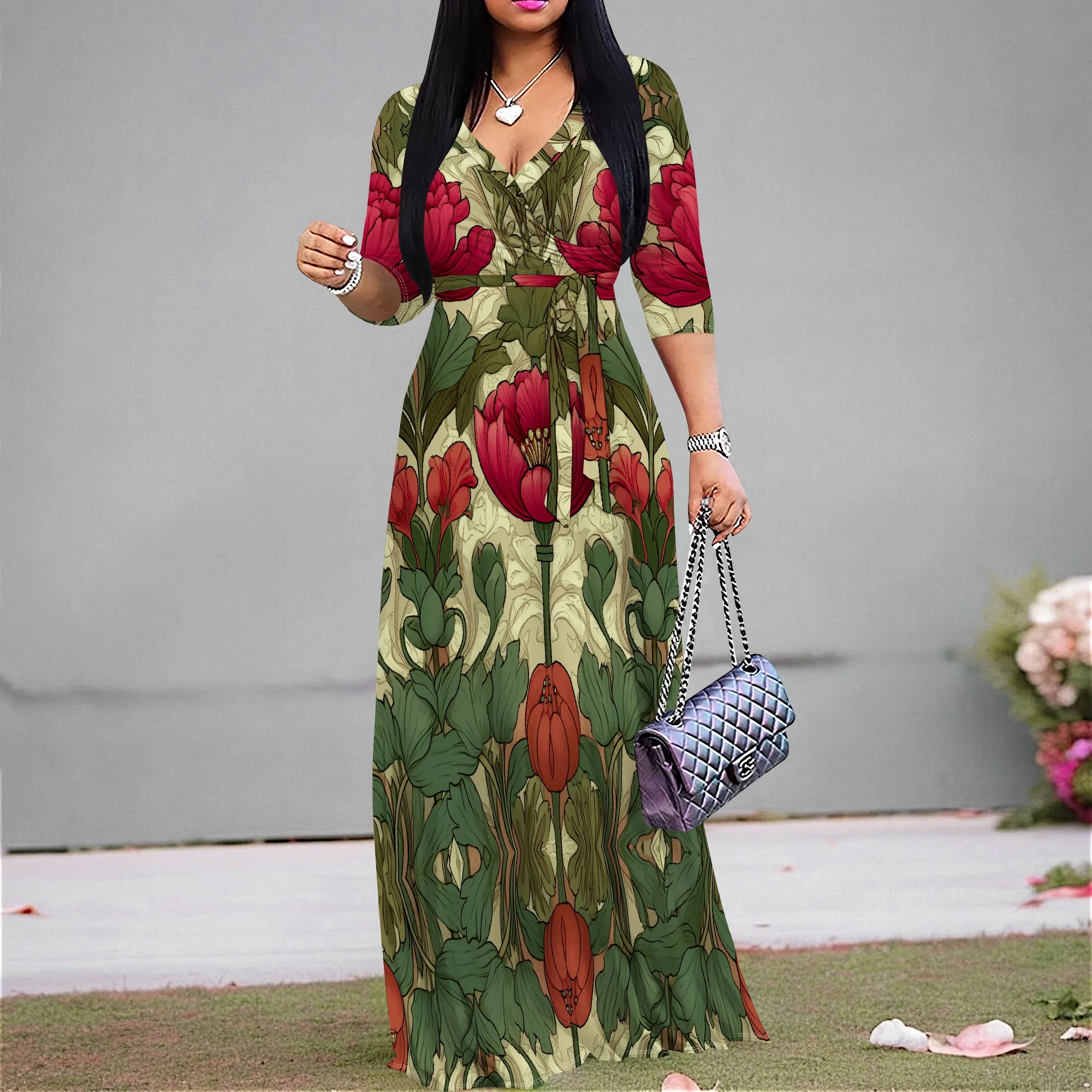 Art Nouveau Floral Maxi Dress S‑3XL V‑Neck Wrap Style with Belt for Museum Day, Garden Party or Autumn Date Look
Art Nouveau Floral Maxi Dress S‑3XL V‑Neck Wrap Style with Belt for Museum Day, Garden Party or Autumn Date Look