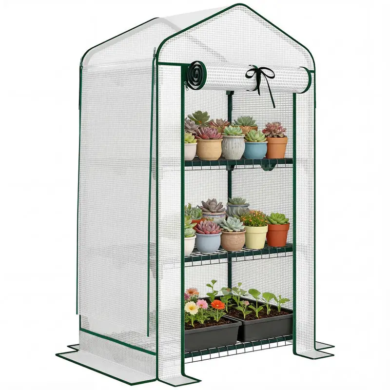 Mini Greenhouse with Screen Roof, Portable Small Greenhouse with Roll-Up Zipper Door, 27.6" x 19.7" x 50", White
Mini Greenhouse with Screen Roof, Portable Small Greenhouse with Roll-Up Zipper Door, 27.6" x 19.7" x 50", White