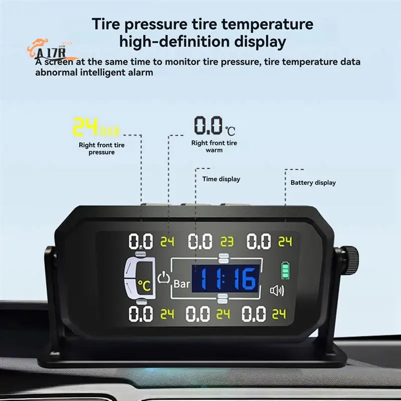 A17R-автомобиль RV Грузовик TPMS 6-колесный датчик Солнечная система контроля давления в шинах Часы температуры Дисплей давления воздуха Сигнализация
A17R-автомобиль RV Грузовик TPMS 6-колесный датчик Солнечная система контроля давления в шинах Часы температуры Дисплей давления воздуха Сигнализация