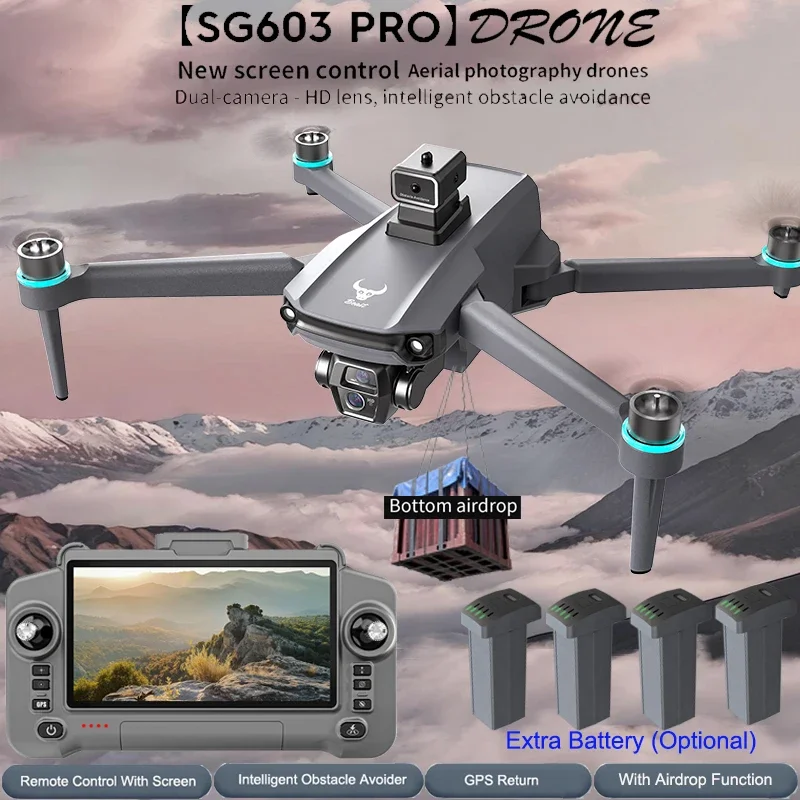 SG603 PRO Drone with Large Screen HD Camera Remote Control Obstacle Avoidance Foldable Brushless GPS RC Quadcopter Toy
SG603 PRO Drone with Large Screen HD Camera Remote Control Obstacle Avoidance Foldable Brushless GPS RC Quadcopter Toy