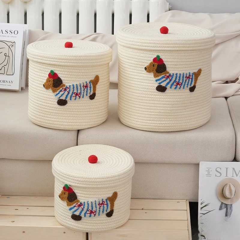 New Cute cotton rope woven storage basket large capacity dust-proof storage bucket with lid Desktop dust basket clothing sorting
New Cute cotton rope woven storage basket large capacity dust-proof storage bucket with lid Desktop dust basket clothing sorting