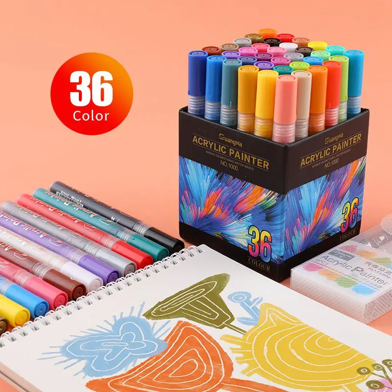 36 Colors Acrylic Paint Markers Pens Set for Rock Painting, Stone, Ceramic, Glass, Wood, Canvas Fabric DIY Crafts Art Supplies
36 Colors Acrylic Paint Markers Pens Set for Rock Painting, Stone, Ceramic, Glass, Wood, Canvas Fabric DIY Crafts Art Supplies
