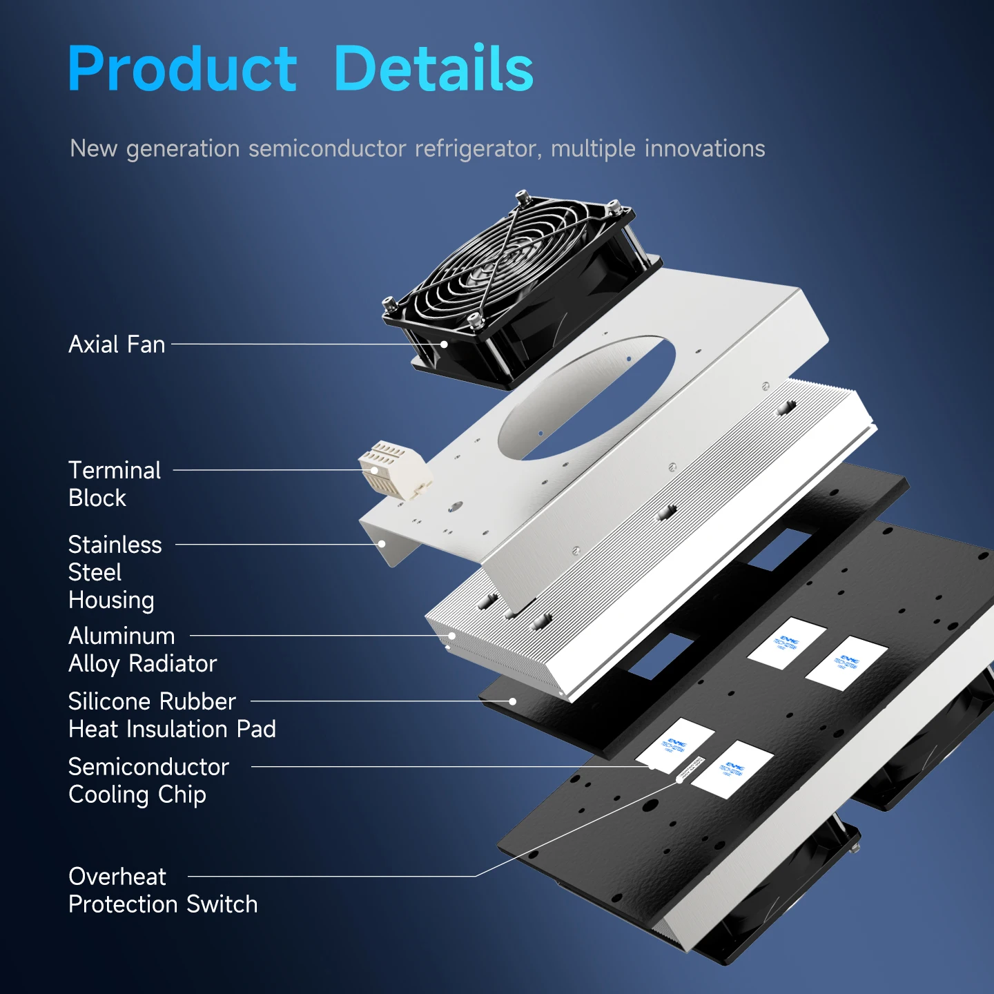 Охлаждающий кондиционер шкафа управления ENMG HETA Полупроводниковый охладитель Пельтье Промышленное охлаждающее устройство шкафа
Охлаждающий кондиционер шкафа управления ENMG HETA Полупроводниковый охладитель Пельтье Промышленное охлаждающее устройство шкафа