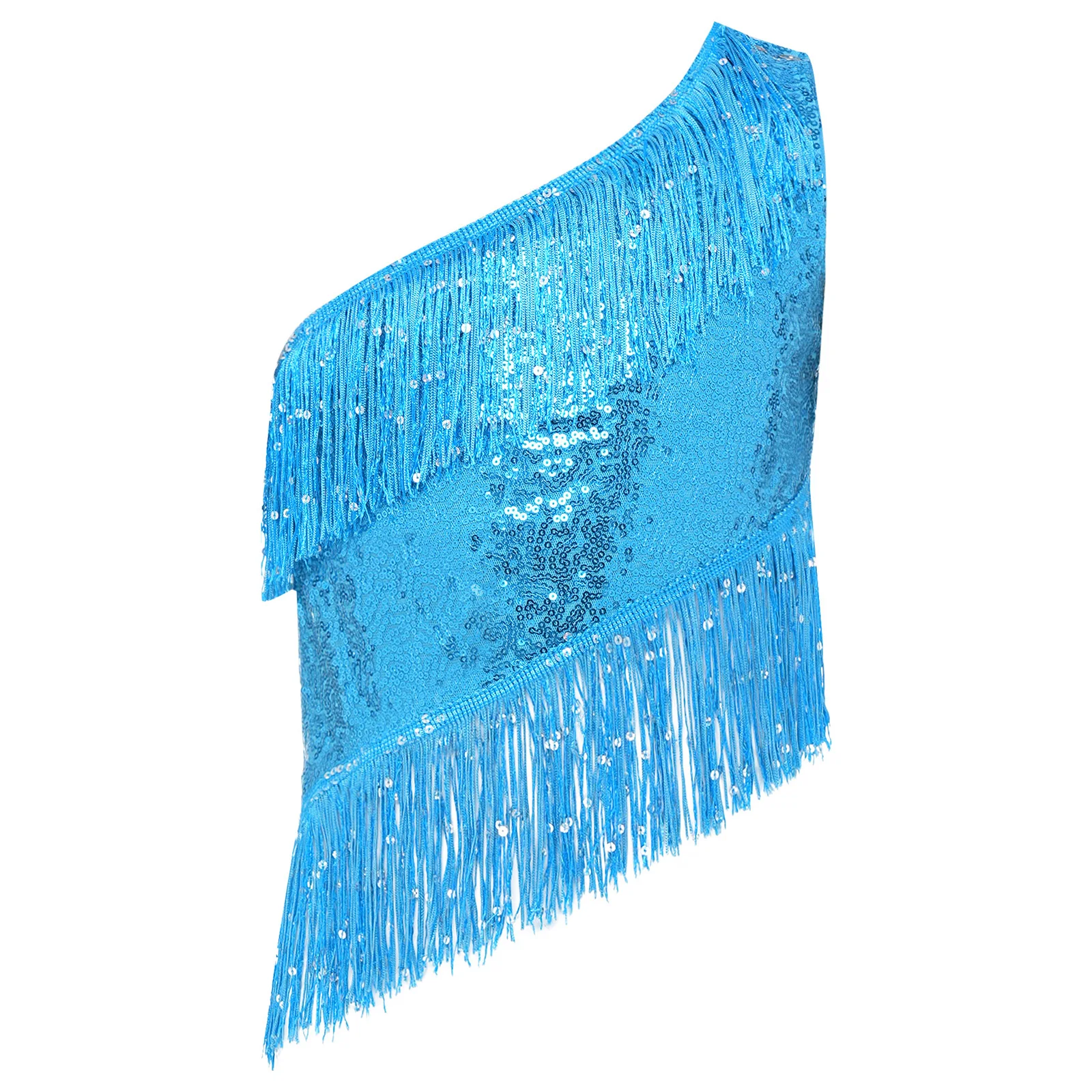 Kids Latin Jazz Dance Costume Girls Glitter Asymmetrical Crop Top One Shoulder Sleeveless Tassel Trim Sequined Tank Top Vest Top
Kids Latin Jazz Dance Costume Girls Glitter Asymmetrical Crop Top One Shoulder Sleeveless Tassel Trim Sequined Tank Top Vest Top