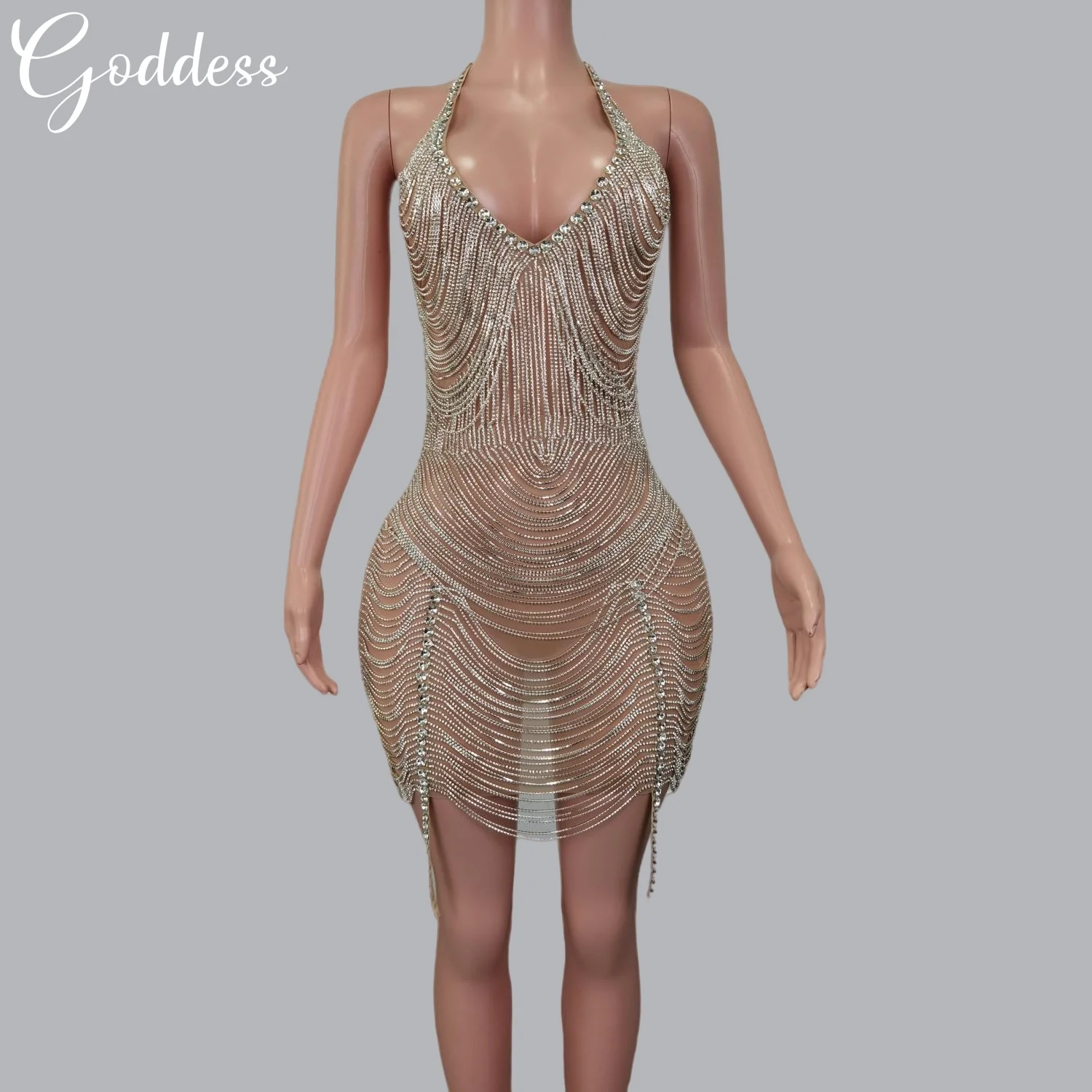 Women's Elegant Deep V Mini Dress Luxury Dinners Evening Dress Sparkly Rhinestone Birthday Party Photo Shoot Wear Stage Costume 
Women's Elegant Deep V Mini Dress Luxury Dinners Evening Dress Sparkly Rhinestone Birthday Party Photo Shoot Wear Stage Costume