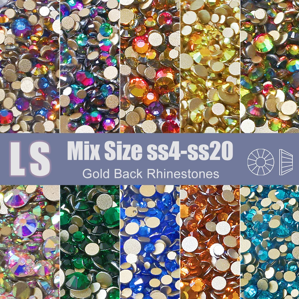 SS4-SS20 Mix Size Clear Crystal Non-Hotfix Gold FlatBack Rhinestones Decorations DIY Glitter Stones 3D Nail Art Accessories
SS4-SS20 Mix Size Clear Crystal Non-Hotfix Gold FlatBack Rhinestones Decorations DIY Glitter Stones 3D Nail Art Accessories