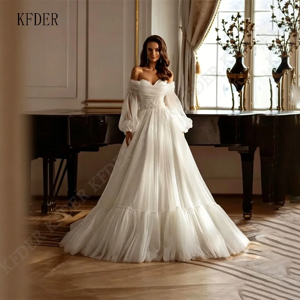 Elegant Off Shoulder A-Line Tulle Formal Prom Dress Detachable Sleeves Floor Length Bride Bridal Dresses Evening Gown For Women
Elegant Off Shoulder A-Line Tulle Formal Prom Dress Detachable Sleeves Floor Length Bride Bridal Dresses Evening Gown For Women