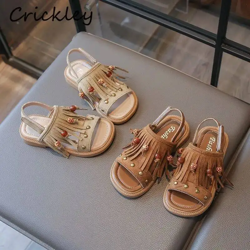 Tassel Rivet Girls Gladiator Shoes Summer Solid PU Leather Suede Kids Beach Sandals Hook Loop Anti Slip Children Sandals
Tassel Rivet Girls Gladiator Shoes Summer Solid PU Leather Suede Kids Beach Sandals Hook Loop Anti Slip Children Sandals
