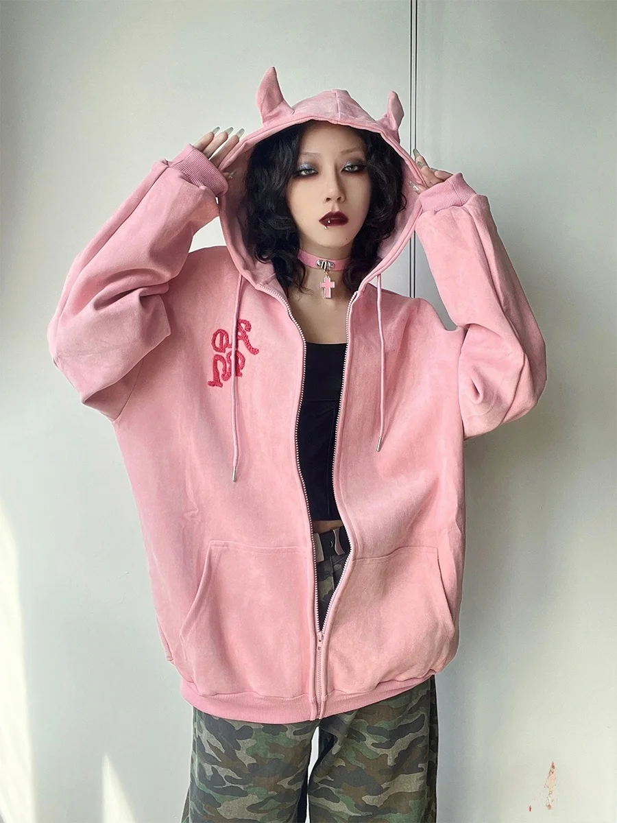 Heavyweight Punk Suede Zipper Sweatirt Devili Couple Streetwear Harajuku Long Sve Hooded Coat Loose Fit Autumn Faion
Heavyweight Punk Suede Zipper Sweatirt Devili Couple Streetwear Harajuku Long Sve Hooded Coat Loose Fit Autumn Faion