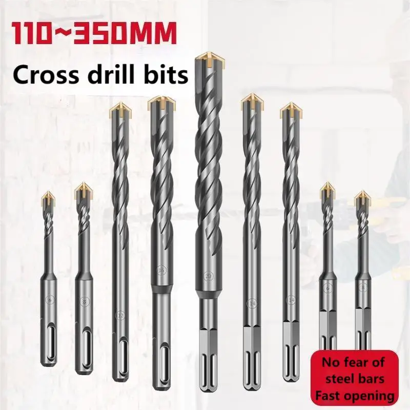 110-350mm Impact Lengthened 1Pcs Four Pits Square Handle Electric Hammer Drill Bit Cement Wall Concrete Impact Drill Bit Tool
110-350mm Impact Lengthened 1Pcs Four Pits Square Handle Electric Hammer Drill Bit Cement Wall Concrete Impact Drill Bit Tool