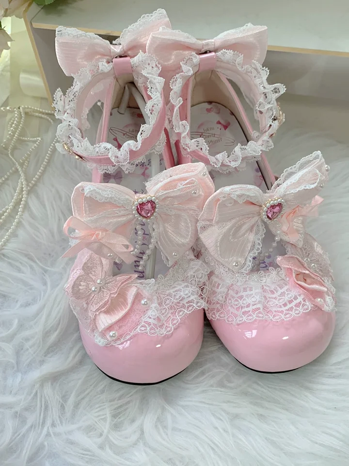 Sweet Cute Butterfly Dance Elegant Cla Series Medium Heel Single Shoes Lolita Bow Lace Rhinestone Bud Series LO Shoes Women
Sweet Cute Butterfly Dance Elegant Cla Series Medium Heel Single Shoes Lolita Bow Lace Rhinestone Bud Series LO Shoes Women