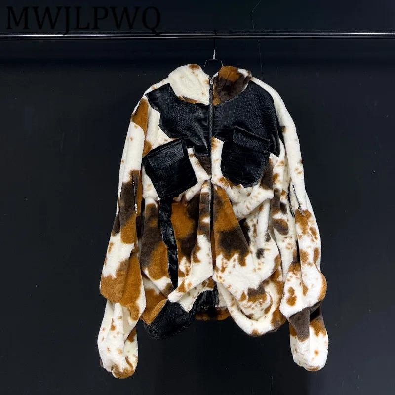 MWJLPWQ 2025 Новая черная куртка с длинными рукавами и леопардовым мехом, мужская куртка из сращенной кожи с текстурой, уличные свободные повседневные топы унисекс 12144 
MWJLPWQ 2025 Новая черная куртка с длинными рукавами и леопардовым мехом, мужская куртка из сращенной кожи с текстурой, уличные свободные повседневные топы унисекс 12144