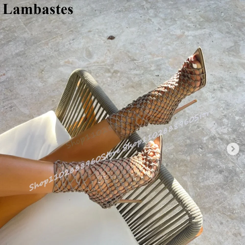 Pointy Khaki String Net Ankle Sandals Thin High Heel Women Shoes Slip On Pointed Toe Sexy Banquet Fashionable Women Sandals
Pointy Khaki String Net Ankle Sandals Thin High Heel Women Shoes Slip On Pointed Toe Sexy Banquet Fashionable Women Sandals