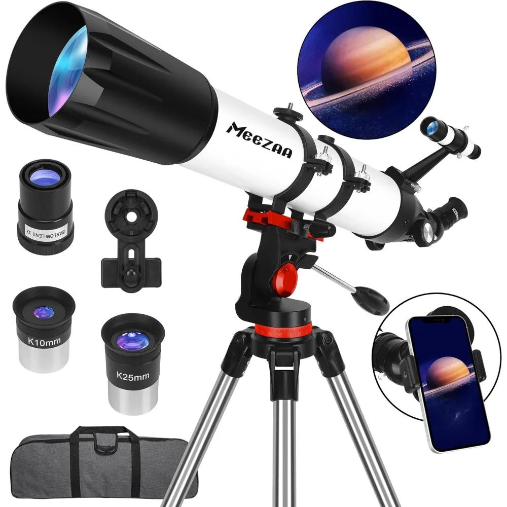 Telescope 90mm caliber 800mm refractor telescope Astronomy beginner with mounting tripod and phone adapter and carrying bag
Telescope 90mm caliber 800mm refractor telescope Astronomy beginner with mounting tripod and phone adapter and carrying bag
