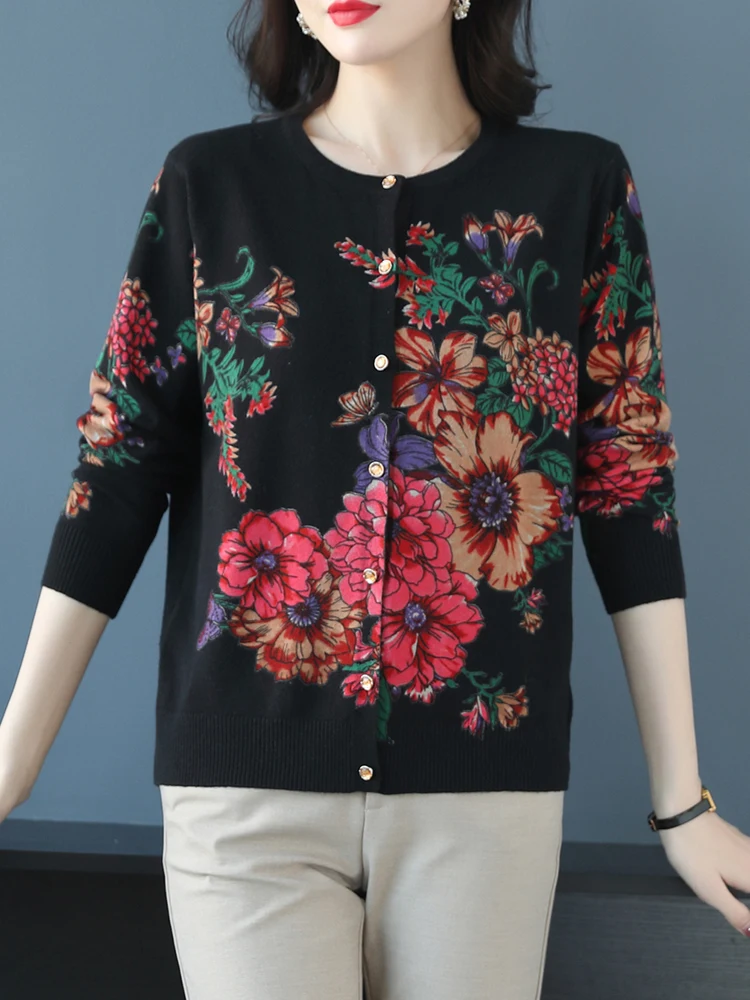 Floral Print Female Cardigan Autumn Spring Knitted Women Sweaters Korean Fashion Long Sleeve Tops Cardigans
Floral Print Female Cardigan Autumn Spring Knitted Women Sweaters Korean Fashion Long Sleeve Tops Cardigans