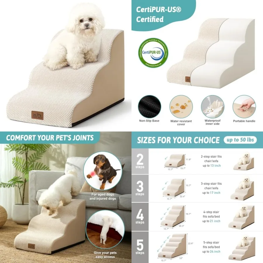 Dog Stairs for Small Dogs 1.7" H, Curved Dog Step for Puppy, Older Cat, Medium Pet Ramp for Sofa, Couch or Chair, Ladder with H
Dog Stairs for Small Dogs 1.7" H, Curved Dog Step for Puppy, Older Cat, Medium Pet Ramp for Sofa, Couch or Chair, Ladder with H