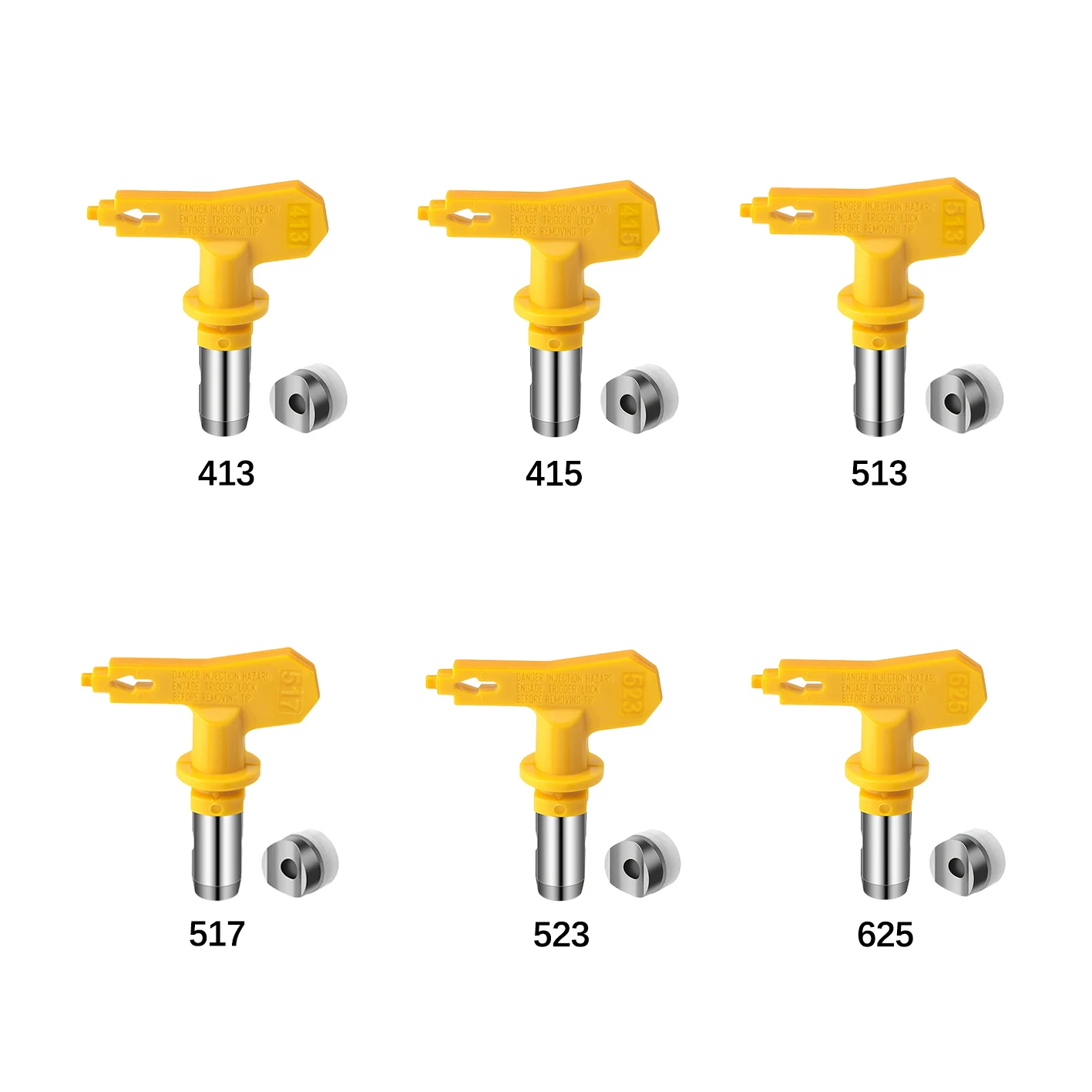 6Pcs Airless Spray Tip Nozzle 413/415/513/517/523/625 Paint Sprayer Accessory Uniform Atomization for Wall Furniture Painting
6Pcs Airless Spray Tip Nozzle 413/415/513/517/523/625 Paint Sprayer Accessory Uniform Atomization for Wall Furniture Painting