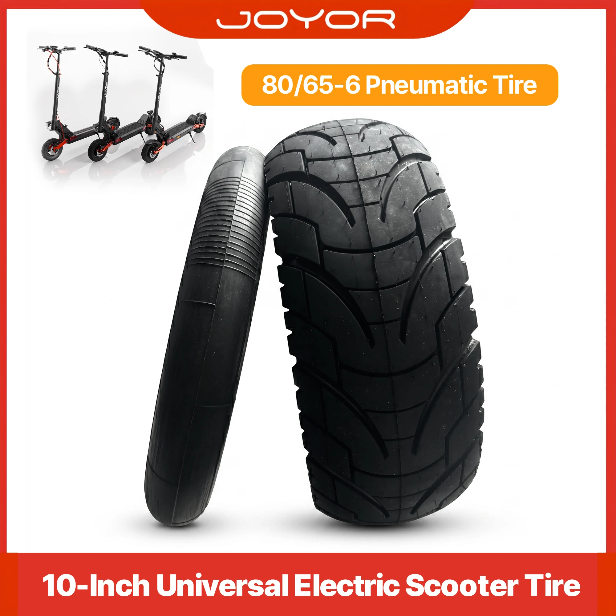 10 Inch Pneumatic Tire 80/65-6 Inner Outer Tube Set Universal for Electric Scooter Baby Stroller Kick Scooter E-Bike Replacement
10 Inch Pneumatic Tire 80/65-6 Inner Outer Tube Set Universal for Electric Scooter Baby Stroller Kick Scooter E-Bike Replacement