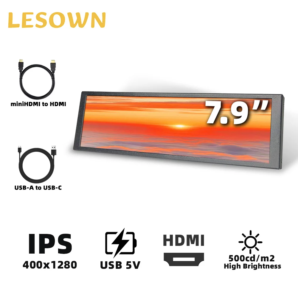 LESOWN 7.9 8.8 Inch Small Monitor Stretched Bar Display Ultra Wide Screen Monitor Real-Time CPU/GPU Temp Display with AIDA64
LESOWN 7.9 8.8 Inch Small Monitor Stretched Bar Display Ultra Wide Screen Monitor Real-Time CPU/GPU Temp Display with AIDA64