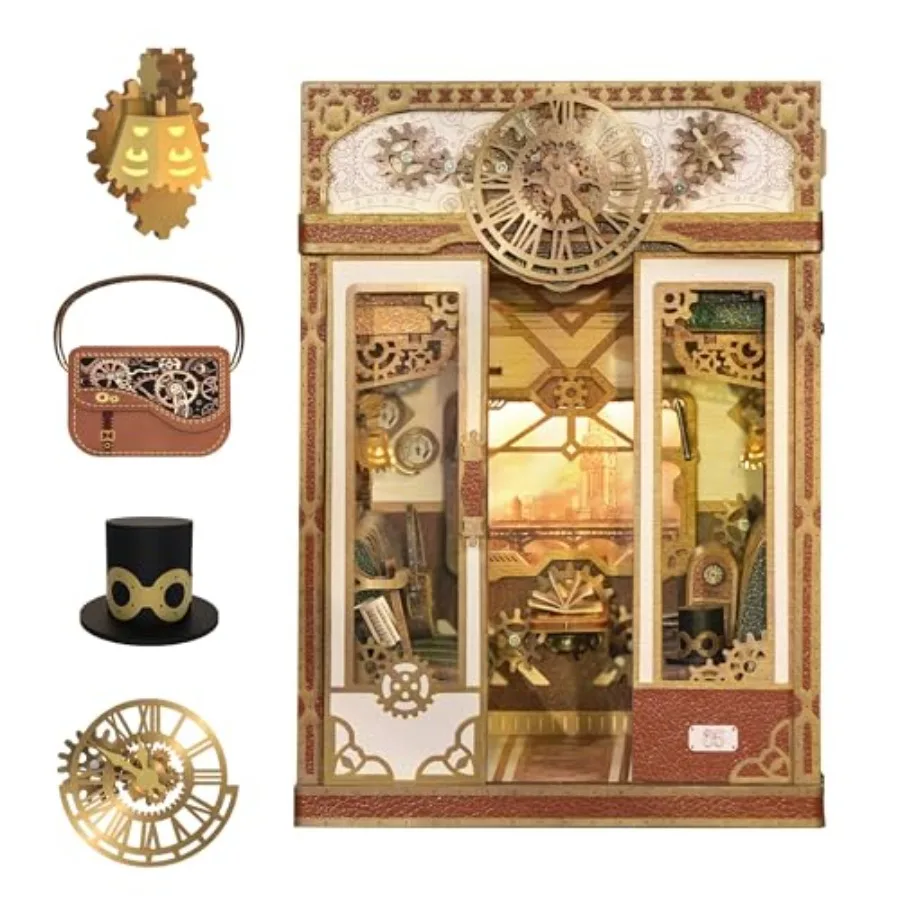 DIY Book Nook Kit for Adults: Wooden 3D Puzzle Infinity Train Cabin Bookend Decor, Steam Age Vintage Carriage Model in Warm Bro
DIY Book Nook Kit for Adults: Wooden 3D Puzzle Infinity Train Cabin Bookend Decor, Steam Age Vintage Carriage Model in Warm Bro