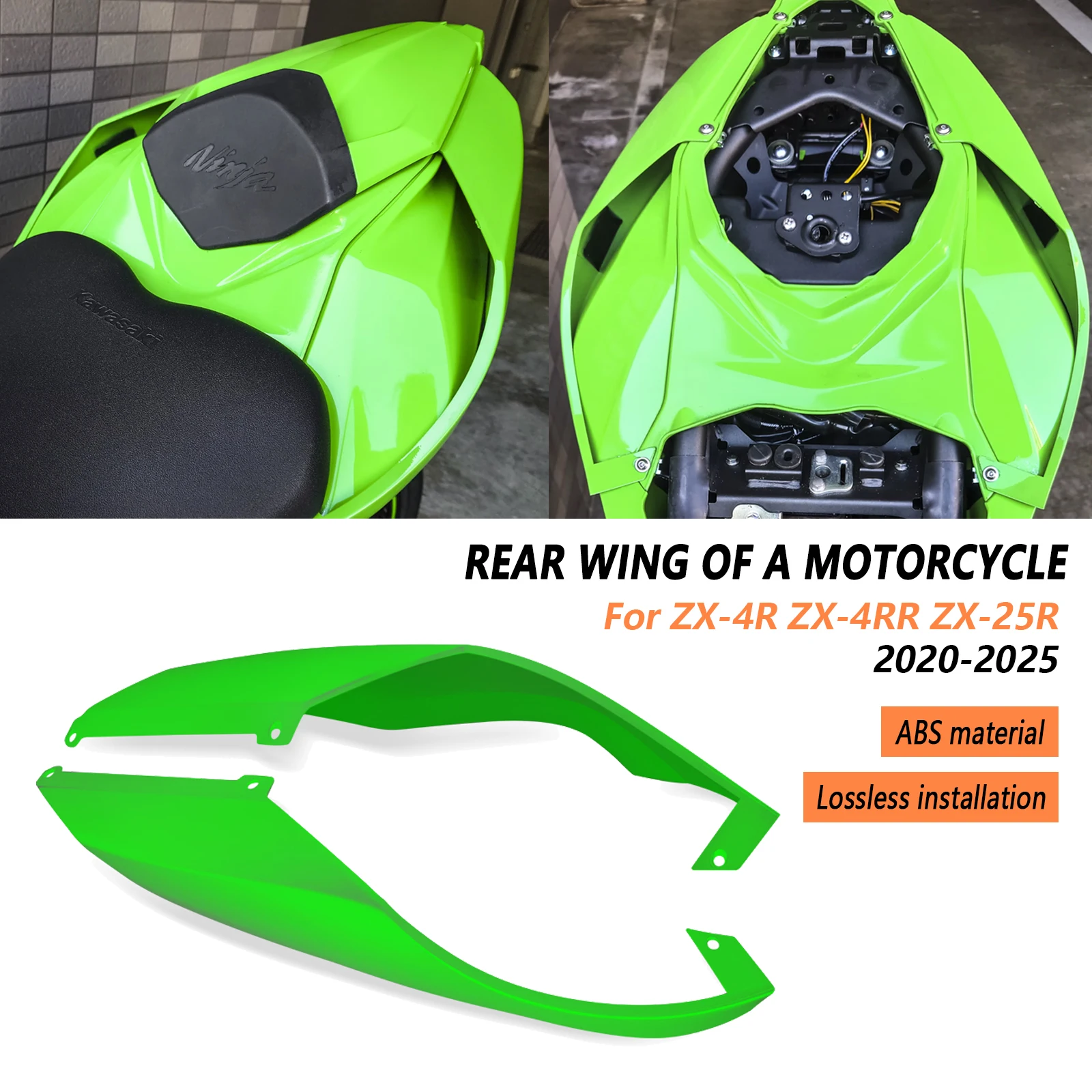 Для ZX-4R ZX-4RR ZX-25R 2020-2025 ZX4RR мотоциклетный обтекатель с фиксированным крылом, задний хвостовой спойлер, крышка боковой панели, обтекатель крылышка
Для ZX-4R ZX-4RR ZX-25R 2020-2025 ZX4RR мотоциклетный обтекатель с фиксированным крылом, задний хвостовой спойлер, крышка боковой панели, обтекатель крылышка