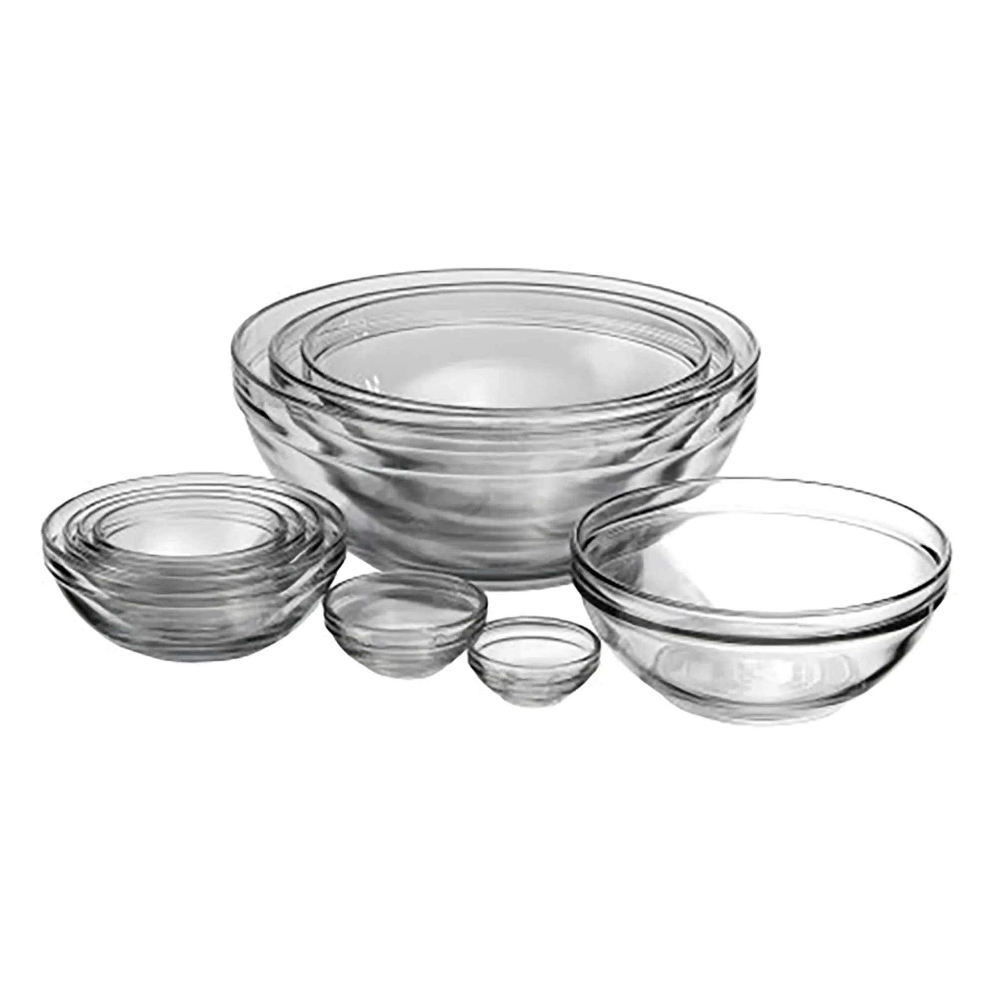Glass mixing bowls set with 10 assorted sizes for kitchen use
Glass mixing bowls set with 10 assorted sizes for kitchen use