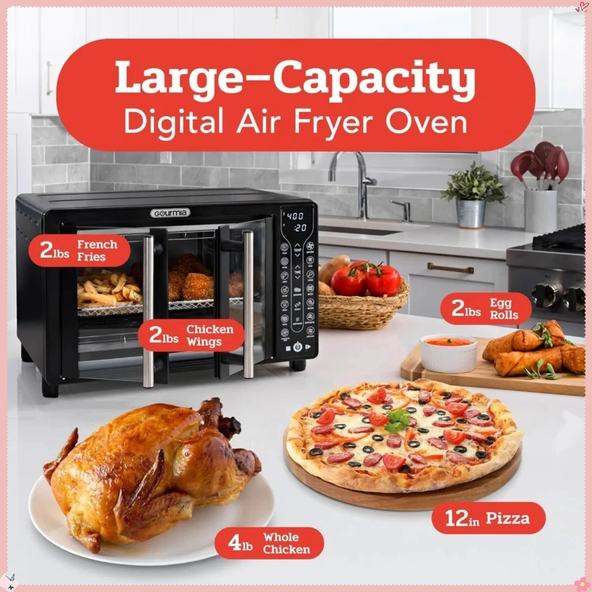 French Door Toaster Oven Air Fryer, 24L Large Capacity, 1700W, 17 Presets, Includes Baking Pan
French Door Toaster Oven Air Fryer, 24L Large Capacity, 1700W, 17 Presets, Includes Baking Pan