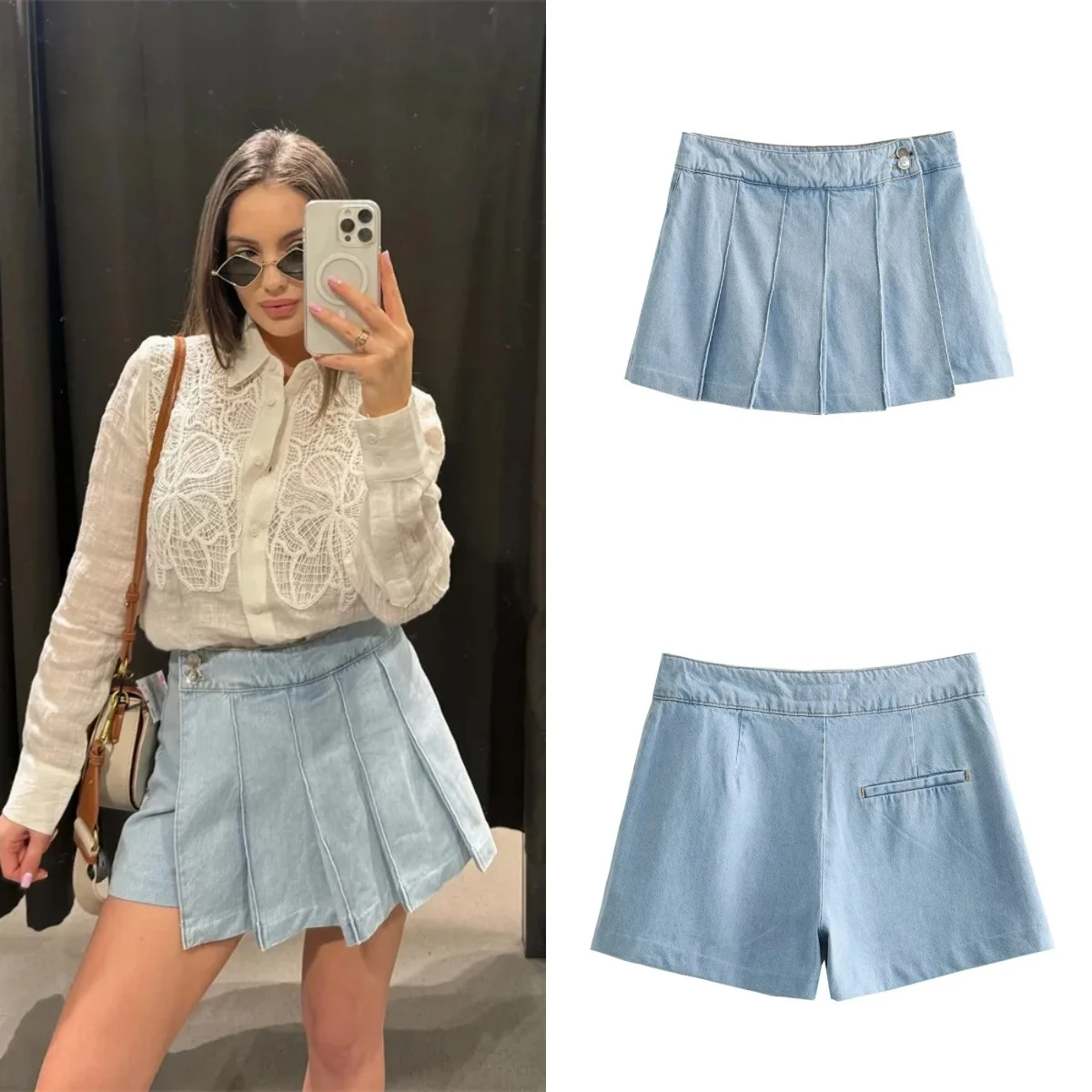2024 Summer new women's fashion loose pleated denim shorts A-line version of the denim shorts dress trousers
2024 Summer new women's fashion loose pleated denim shorts A-line version of the denim shorts dress trousers