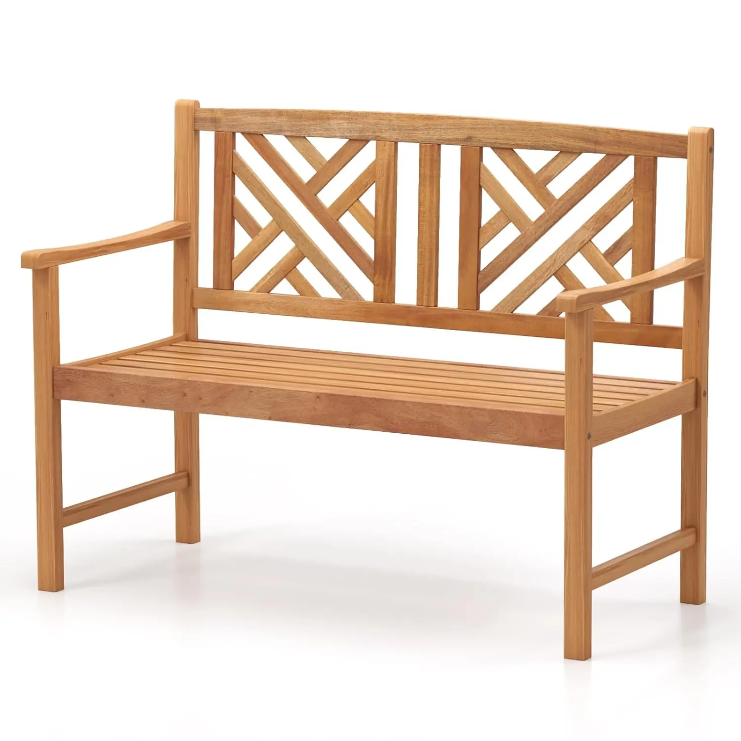Outdoor Wood Bench, 2-Seat Wood Loveseat Chair w/Slatted Seat & Patterned Backrest, 800 lbs Capacity, Patio, Customized
Outdoor Wood Bench, 2-Seat Wood Loveseat Chair w/Slatted Seat & Patterned Backrest, 800 lbs Capacity, Patio, Customized