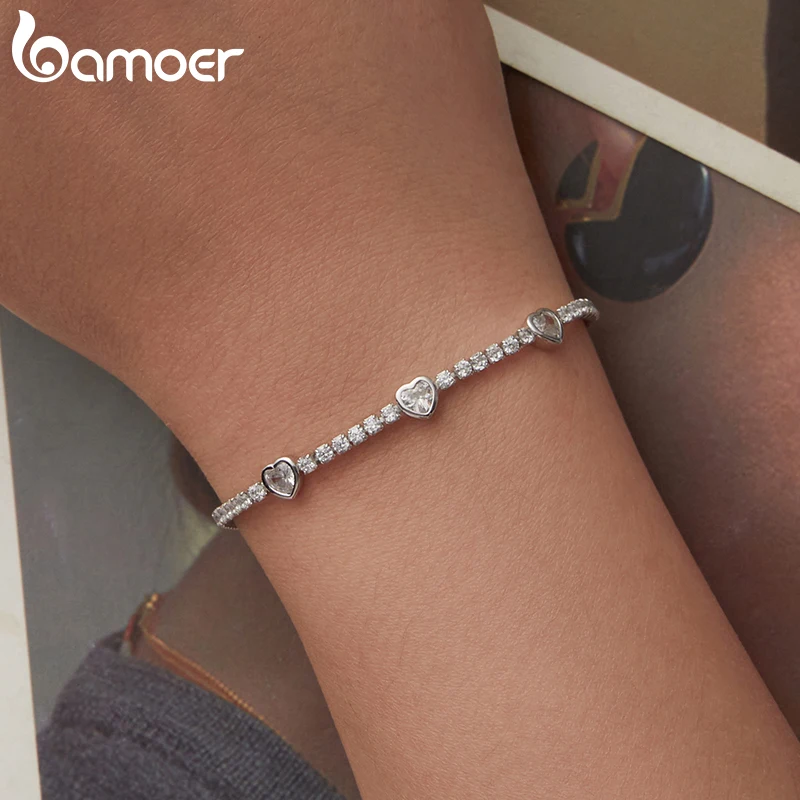 Bamoer Zircon Heart Tennis Bracelet 925 Sterling Silver Unique Heart Decorative Design Tennis Bracelet Women Fine Jewelry
Bamoer Zircon Heart Tennis Bracelet 925 Sterling Silver Unique Heart Decorative Design Tennis Bracelet Women Fine Jewelry