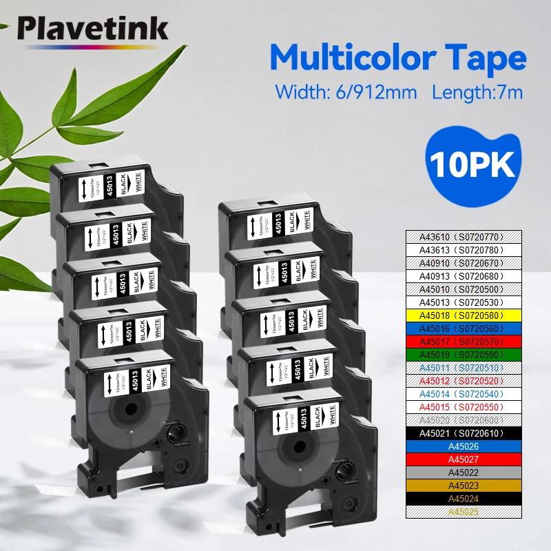 5/10pcs 45013 Compatible Dymo D1 Tape 45013 45010 45018 45024 6/9/12mm Label Tape for Dymo LabelManager 160 210D 280 Label Maker
5/10pcs 45013 Compatible Dymo D1 Tape 45013 45010 45018 45024 6/9/12mm Label Tape for Dymo LabelManager 160 210D 280 Label Maker