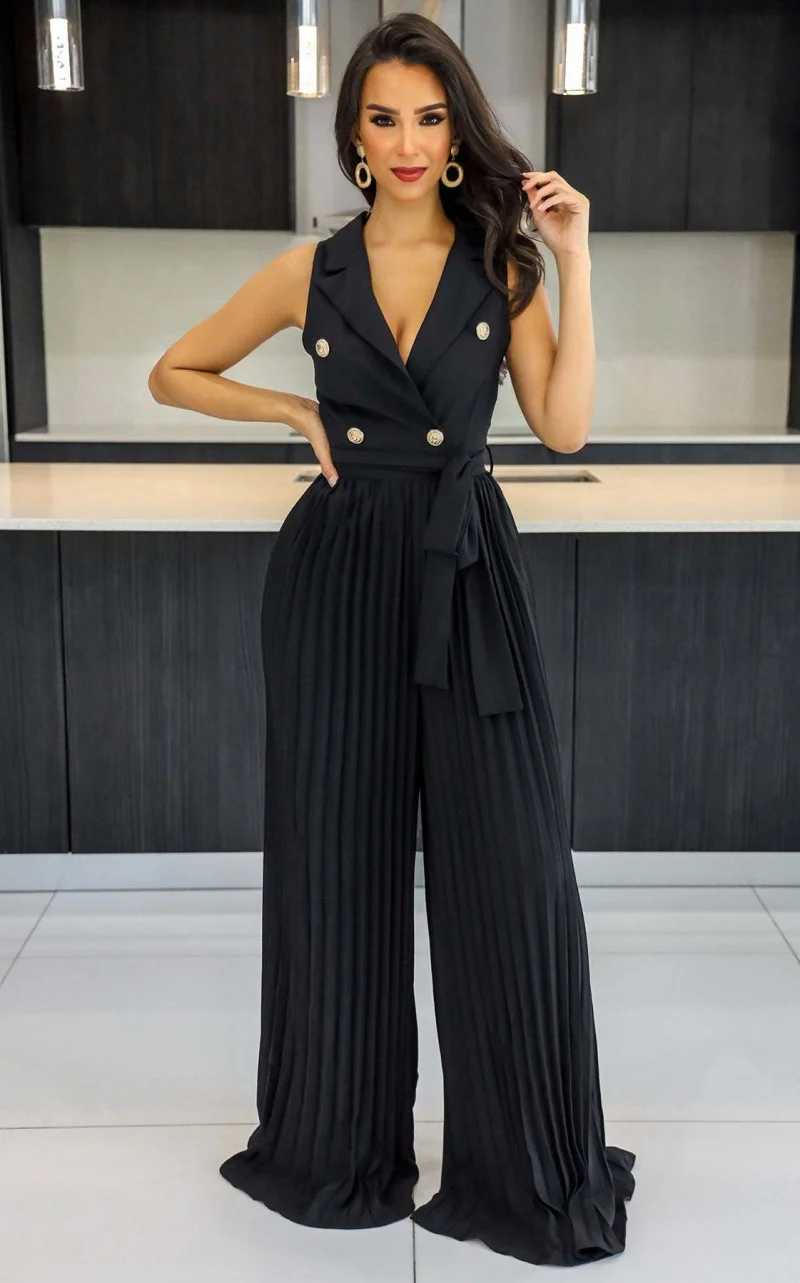 OL Style Jumpsuits Summer Clothing Women Sleeveless Pleated Wide Leg Pants Long Rompers Playsuits One Pieces Overalls Outfits
OL Style Jumpsuits Summer Clothing Women Sleeveless Pleated Wide Leg Pants Long Rompers Playsuits One Pieces Overalls Outfits