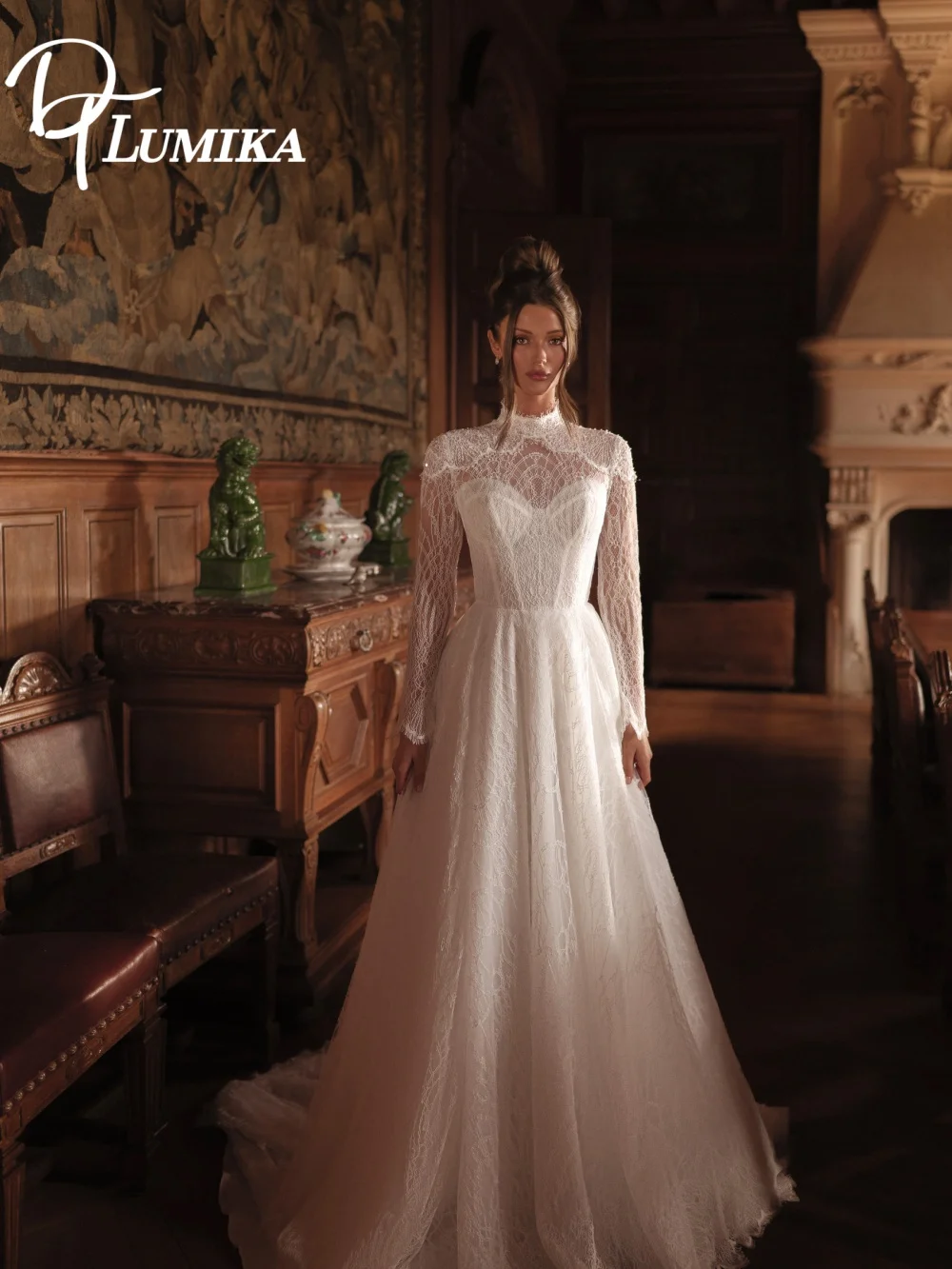 Graceful High-Neck Lace Wedding Dress Romantic Bridal Gown Fashion A-Line Floor-Length Bridal Dress Robe De Mariée
Graceful High-Neck Lace Wedding Dress Romantic Bridal Gown Fashion A-Line Floor-Length Bridal Dress Robe De Mariée