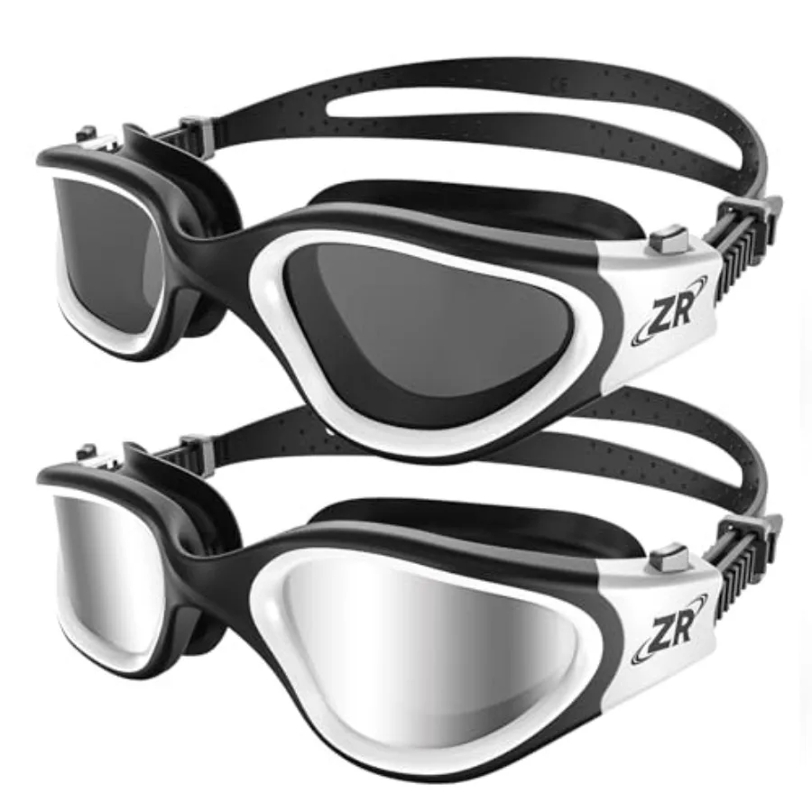 Swim Goggles for adult swimming, polycarbonate lens with UV protection, black frame with mirrored silver lens, anti-fog and lea
Swim Goggles for adult swimming, polycarbonate lens with UV protection, black frame with mirrored silver lens, anti-fog and lea