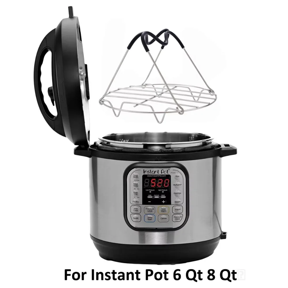 Heat-resistant silicone handle instant pot trivet, pressure cooker steamer rack, 5, 6, 8 quart instant pot.
Heat-resistant silicone handle instant pot trivet, pressure cooker steamer rack, 5, 6, 8 quart instant pot.
