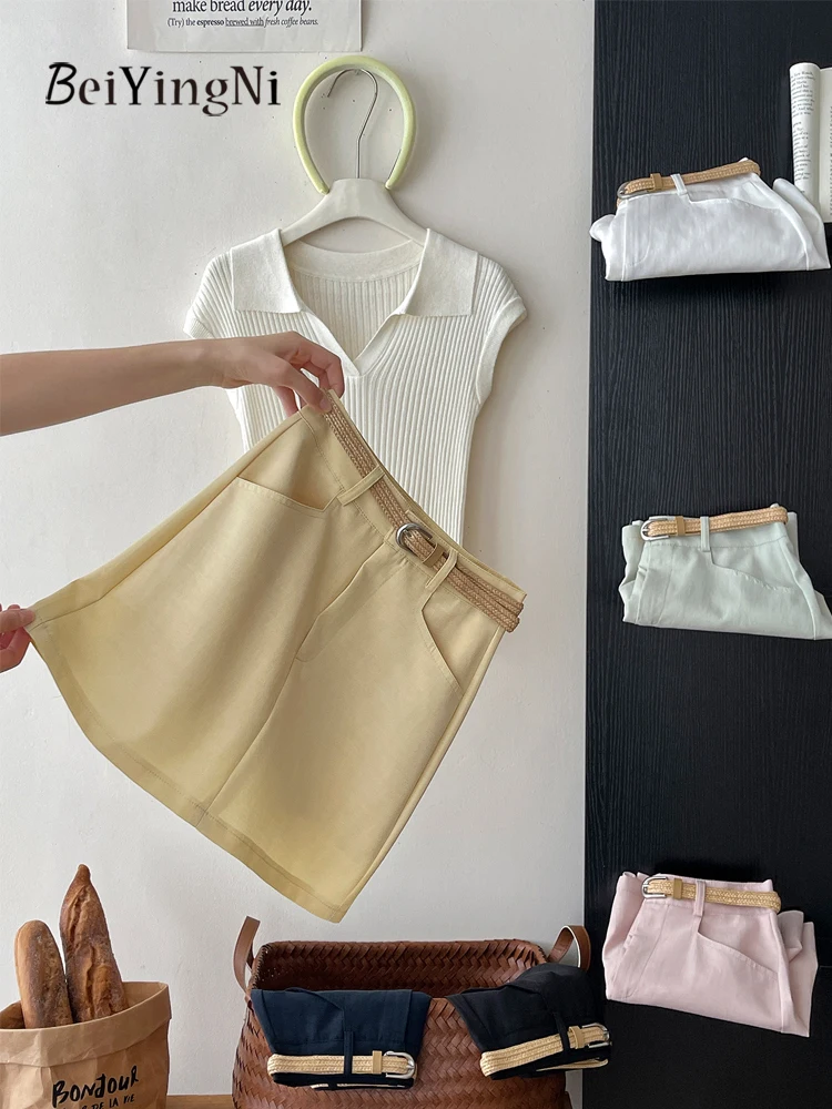 Beiyingni Women Mini A-line Skirt With Belt Solid Color 2025 Summer Korean Casual Slim High Waist Skirts Female Holiday Faldas
Beiyingni Women Mini A-line Skirt With Belt Solid Color 2025 Summer Korean Casual Slim High Waist Skirts Female Holiday Faldas
