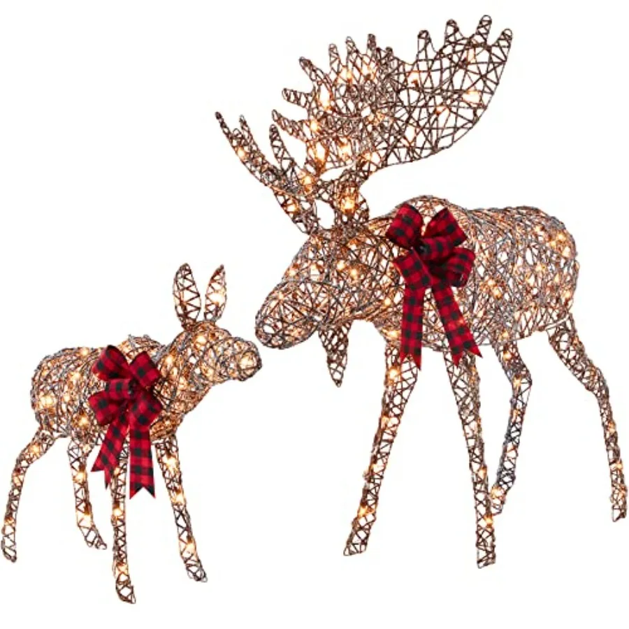 Outdoor Christmas yard decoration set: all-weather moose family figurines with 170 LED lights, light-up feature, black finish,
Outdoor Christmas yard decoration set: all-weather moose family figurines with 170 LED lights, light-up feature, black finish,