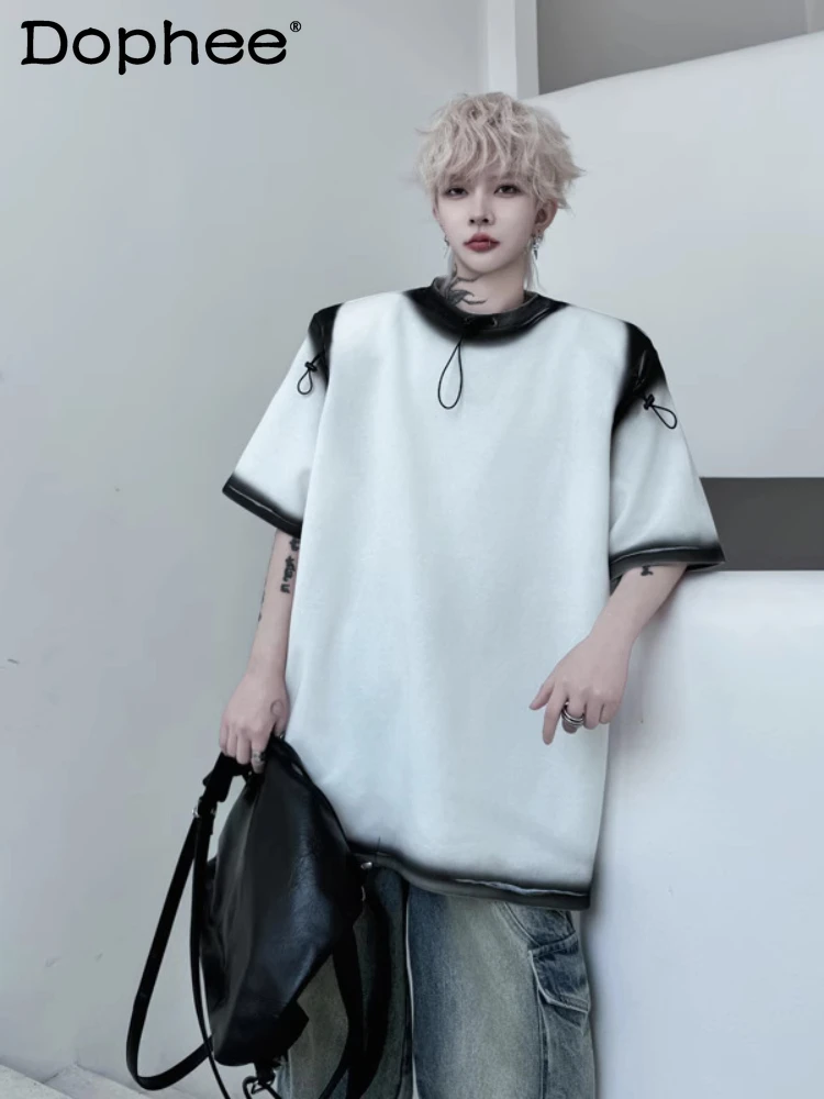 Personalized Drawstring Decorative Contrast Color Short-sleeve T-shirts Men's 2025 Summer New Trendy Tees Loose High Street Tops
Personalized Drawstring Decorative Contrast Color Short-sleeve T-shirts Men's 2025 Summer New Trendy Tees Loose High Street Tops